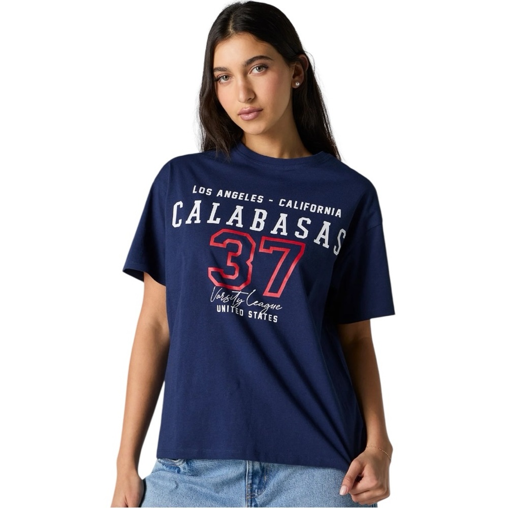 Streetwear Society Women’s Calabasas Varsity League Graphic Tee XL Relaxed Fit